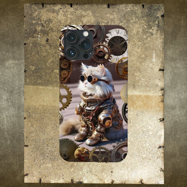 Steampunk-Katze mit iPhone/iPad-Gehäuse von Gears Case-Mate iPhone Hülle (Von Creator hochgeladen)