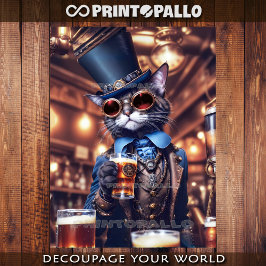 Steampunk-Katze mit Zylinder und Schutzbrille beim Geschenkpapier Set