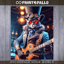 Steampunk-Katze mit Zylinder und Schutzbrille beim Geschenkpapier Set