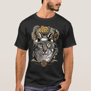 Steampunk-Katze Mittelalterlich Viktorianisch Goth T-Shirt
