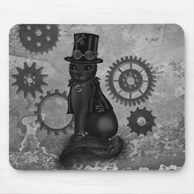 Steampunk Katze Mousepad (Vorne)