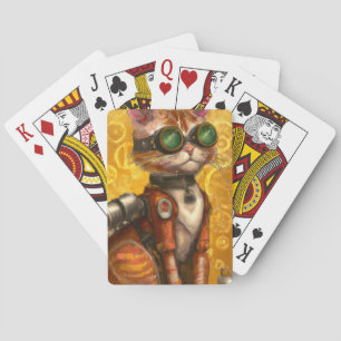 Steampunk-Katze Spielkarten