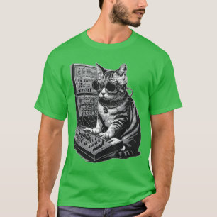 Steampunk-Katze spielt Synthesizer Synth Kittenech T-Shirt