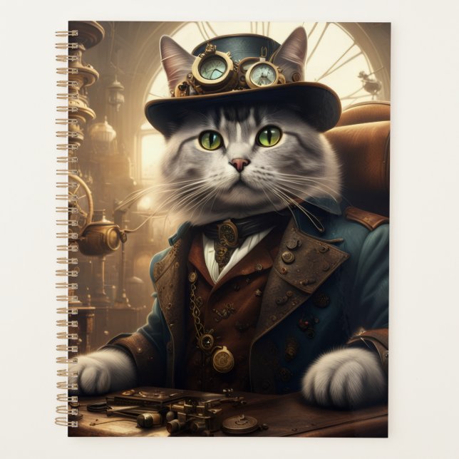 Steampunk-Katze und -Hund Planer (Vorderseite)