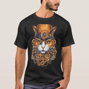Steampunk-Katze Zahnräder Grafikdesign Katze Fanta T-Shirt
