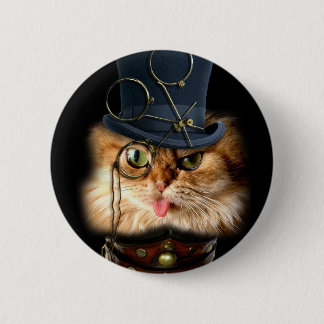 Steampunk Katzen-Button-Rückseitenknopf Button