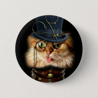 Steampunk Katzen-Liter-Rückseiten-Knopf Button