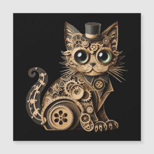 Steampunk Katzenlederkunst Magneteinladung