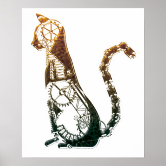 Steampunk-Katzenposter Poster