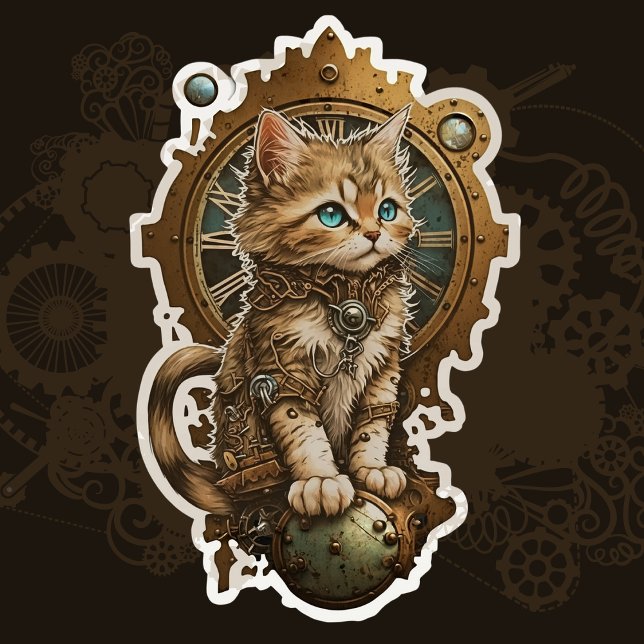 Steampunk Kitten Aufkleber (Von Creator hochgeladen)