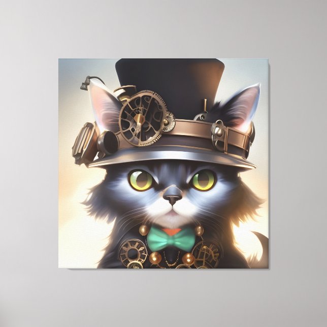 Steampunk Kitten Leinwanddruck (Vorderseite)