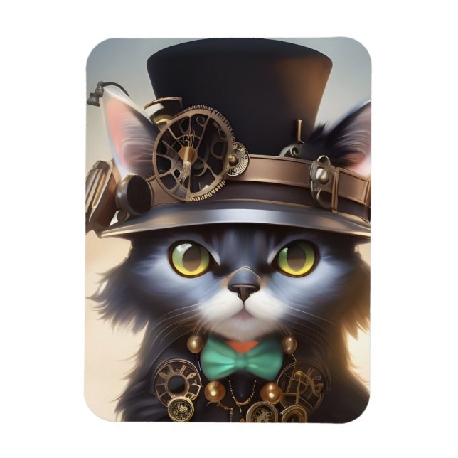 Steampunk Kitten Magnet (Vertikal)