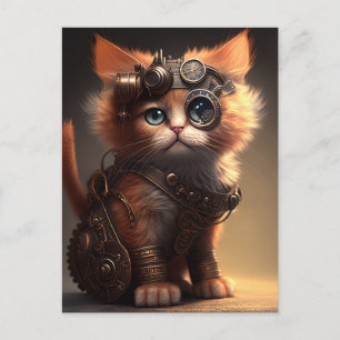Steampunk Kitten Postkarte