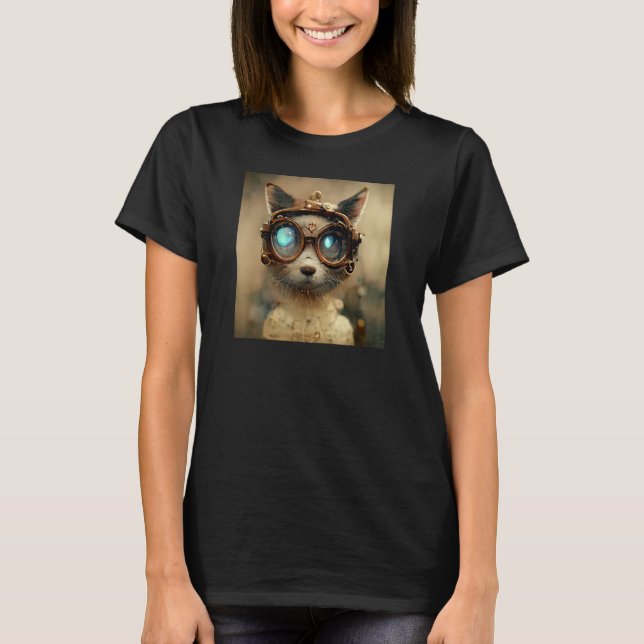 Steampunk Kitty Cat Engineer T-Shirt (Vorderseite)