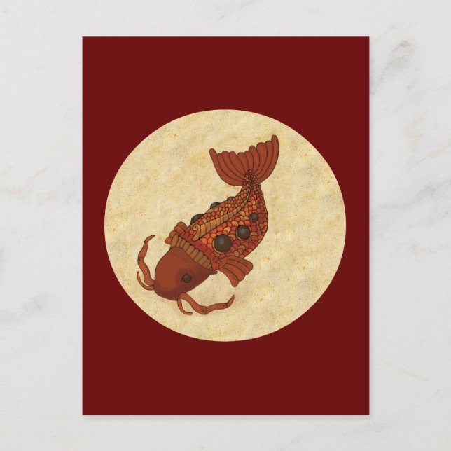 Steampunk Koi Postkarte (Vorderseite)