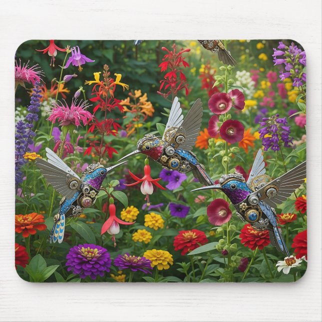 Steampunk Kolibris Mousepad (Vorne)
