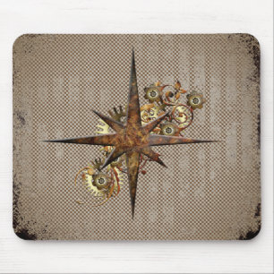 Steampunk-Kompass-Stern Grunge Mousepad