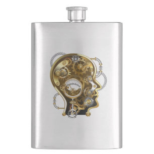 Steampunk-Kopf mit Manometer Flachmann