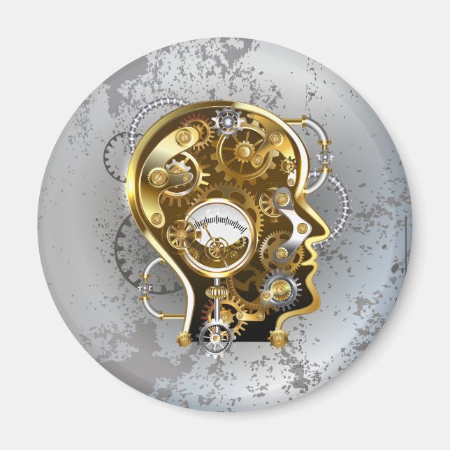 Steampunk-Kopf mit Manometer Magnet (Vorne)