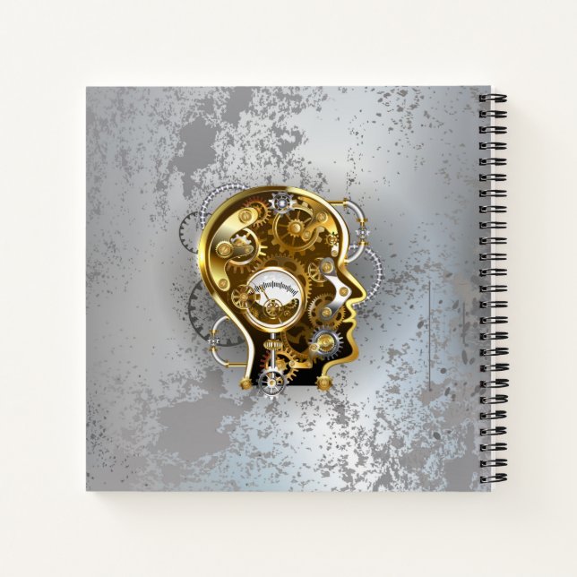 Steampunk-Kopf mit Manometer Notizbuch (Rückseite)