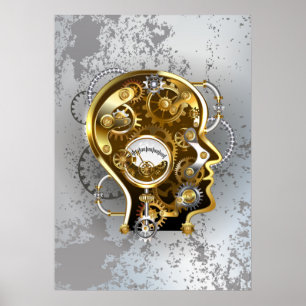Steampunk-Kopf mit Manometer Poster