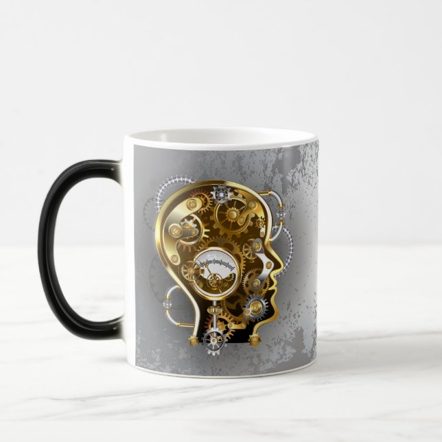 Steampunk-Kopf mit Manometer Verwandlungstasse (Links)