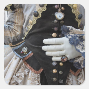 Steampunk-Korsage, Karneval, Venedig Quadratischer Aufkleber