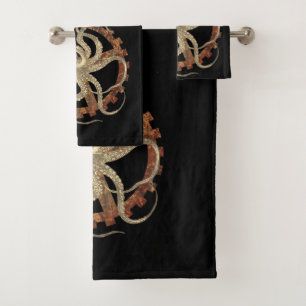 Steampunk-Kraken und robustes Uhrwerk Badhandtuch Set