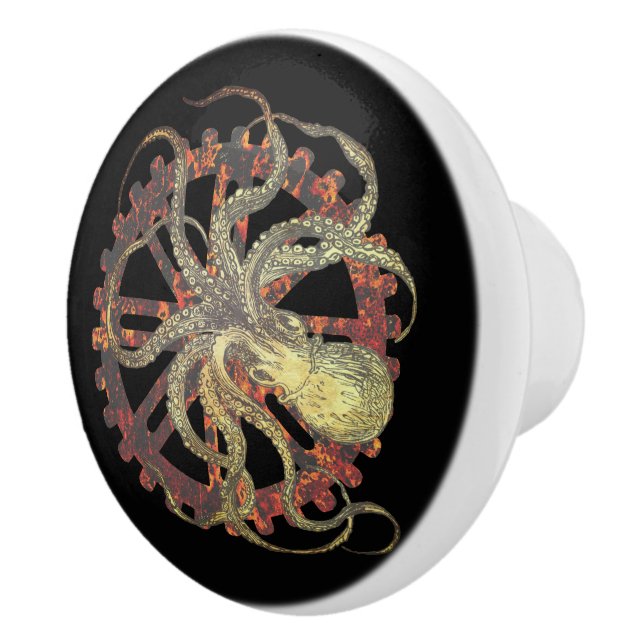 Steampunk-Kraken und robustes Uhrwerk Keramikknauf (Rechts)