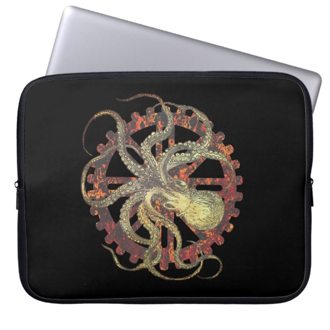 Steampunk-Kraken und robustes Uhrwerk Laptopschutzhülle (Vorderseite)