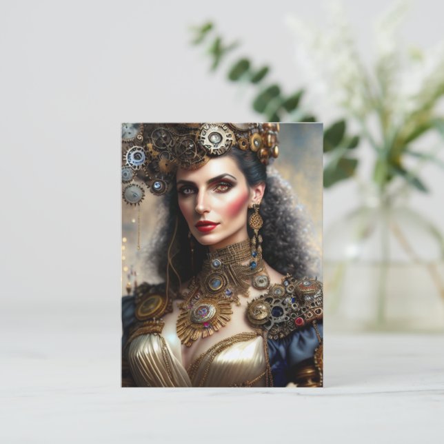Steampunk-Kriegerprinzessin Postkarte (Stehend Vorderseite)