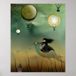 Steampunk Kunst-Plakat - Steampunk Flug Poster