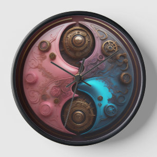 Steampunk Kunst Ying yang Uhr