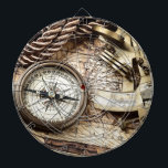 steampunk Küstenseeseil-Antikenkompaß Dartscheibe<br><div class="desc">steampunk Küstenseeseilantiken-Kompasszusätze.</div>
