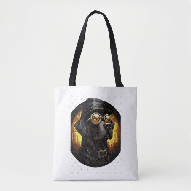 Steampunk Labrador Hund im Cartoon Aviator Style E (Vorderseite)