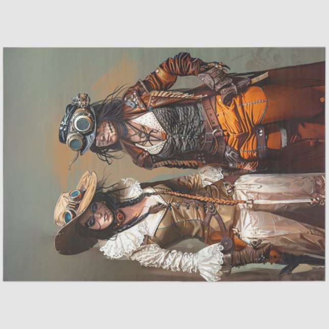 Steampunk Ladies Duo Gears and Grooves Decoupage  Seidenpapier (Vorderseite)