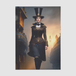 Steampunk Lady & Air Ship Seidenpapier