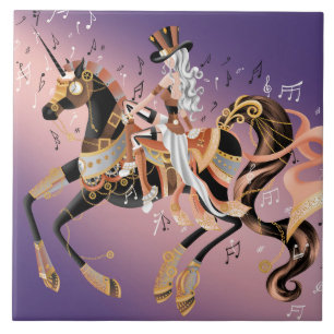Steampunk Lady and Mechanical Horse Fliese