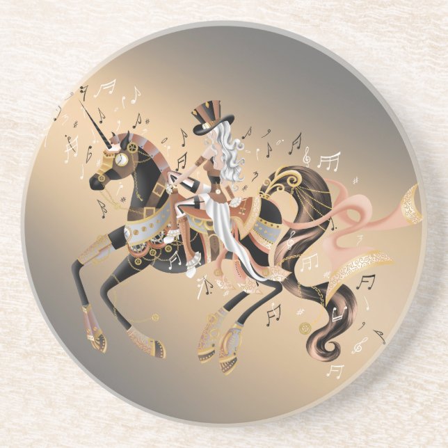 Steampunk Lady and Mechanical Horse Getränkeuntersetzer (Vorne)