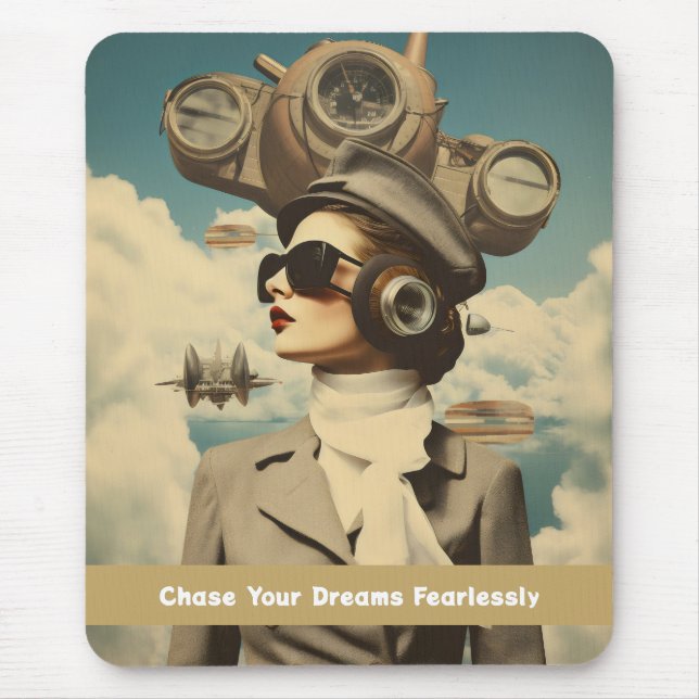 Steampunk Lady Chase Your Dreams Furchtlos Mousepad (Vorne)