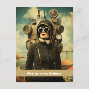 Steampunk Lady Find Joy in the Ordinary Postkarte