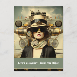 Steampunk Lady Life ist eine Reise—Genießen Sie di Postkarte