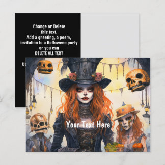 Steampunk-Lady-Totenkopf-Party Einladungspostkarte