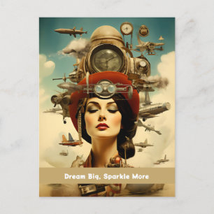 Steampunk-Lady Träume groß, funkel mehr Postkarte