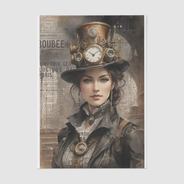 Steampunk Lady, Viktorianische Ephemera Seidenpapier (Vorderseite)