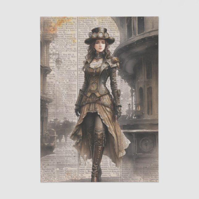 Steampunk Lady, Viktorianische Ephemera Seidenpapier (Vorderseite)