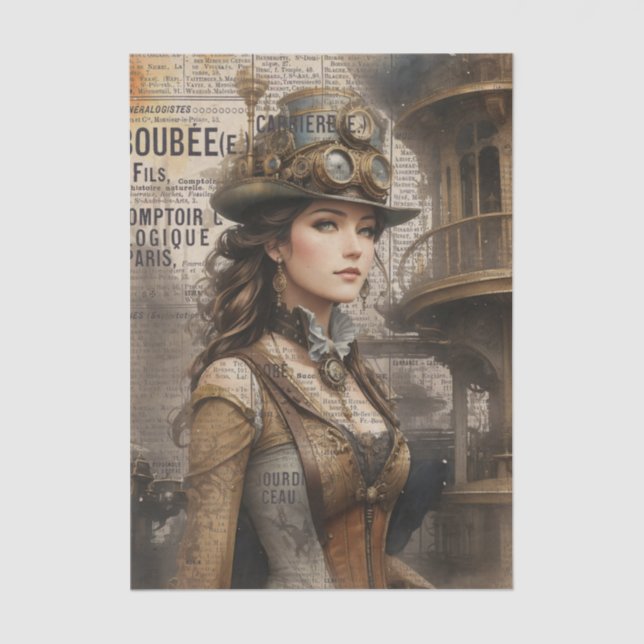 Steampunk Lady, Viktorianische Ephemera Seidenpapier (Vorderseite)