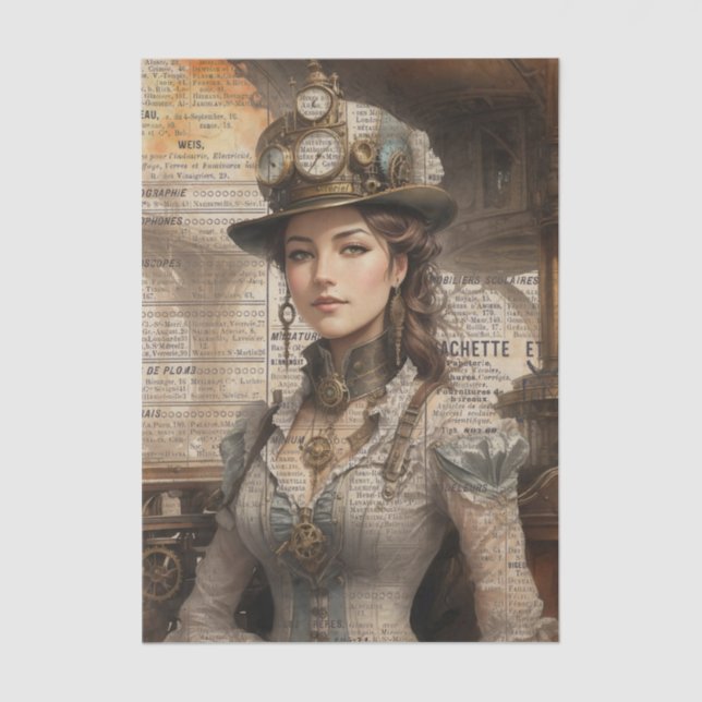 Steampunk Lady, Viktorianische Ephemera Seidenpapier (Vorderseite)