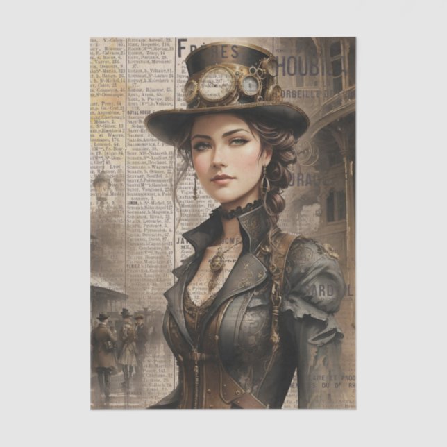 Steampunk Lady, Viktorianische Ephemera Seidenpapier (Vorderseite)