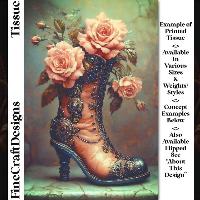 Steampunk Ladys Boot & Pink Roses DF8RF Decoupage Seidenpapier (Von Creator hochgeladen)